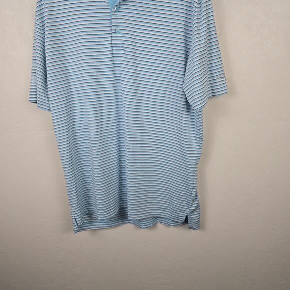 Callaway Opti Dry Men Polo Shirt Blue Stripe Golf Outdoor Activewear Wicking L - Picture 11 of 12